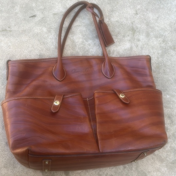 Dooney & Bourke Cognac Texture Leather Large Double Handle Tote Bag - Picture 2 of 10